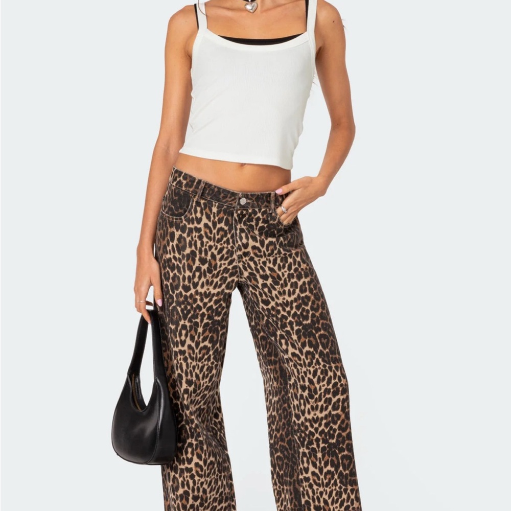 Edikted Animal Print Wide-Leg Trousers